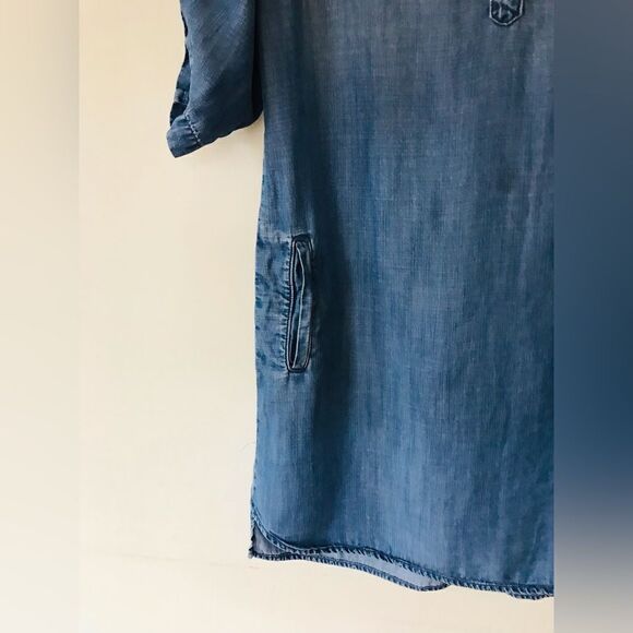 Anthropologie Cloth & Stone Chambray Denim Button Shirt Dress - Picture 6 of 9